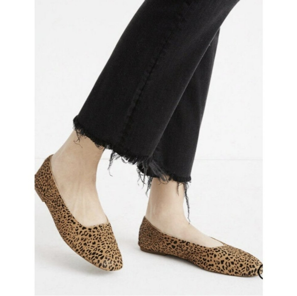 Madewell The Cory Flat In Leopard Calf Hair Desert Dune Women's Size 10